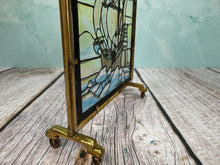 Load image into Gallery viewer, Dollhouse Miniature ~ Vintage Artisan Handmade Stained Glass Nautical Sailboat Fireplace Screen
