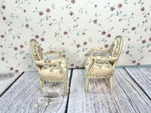 Load image into Gallery viewer, Signed Nancy Summers Handcrafted Pair of Hand Painted Pink &amp; Purple Floral Arm Chairs Parlor Furniture
