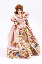 Load image into Gallery viewer, Dollhouse Miniature ~ Elegant Royal Lady Porcelain Doll in Pink Needlepoint Dress Artisan Made OOAK
