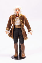 Load image into Gallery viewer, Dollhouse Miniature ~ Gentleman Porcelain Doll Royal Prince King Uniform Clothing Attire with Brown Jacket Artisan Made OOAK
