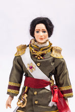 Load image into Gallery viewer, Dollhouse Miniature ~ Royal Prince King Gentleman Porcelain Doll in Uniform Formal Clothing Attire with Sword Artisan Made OOAK
