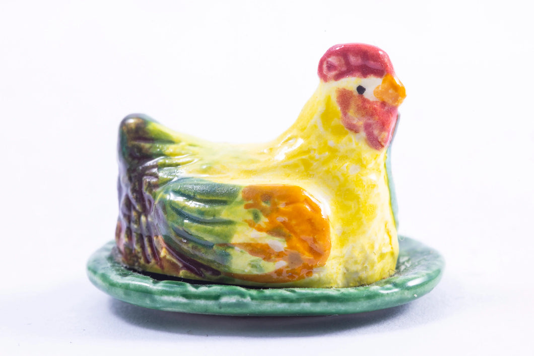 Janice Crawley Porcelain Chicken on Platter / Cheese Dish