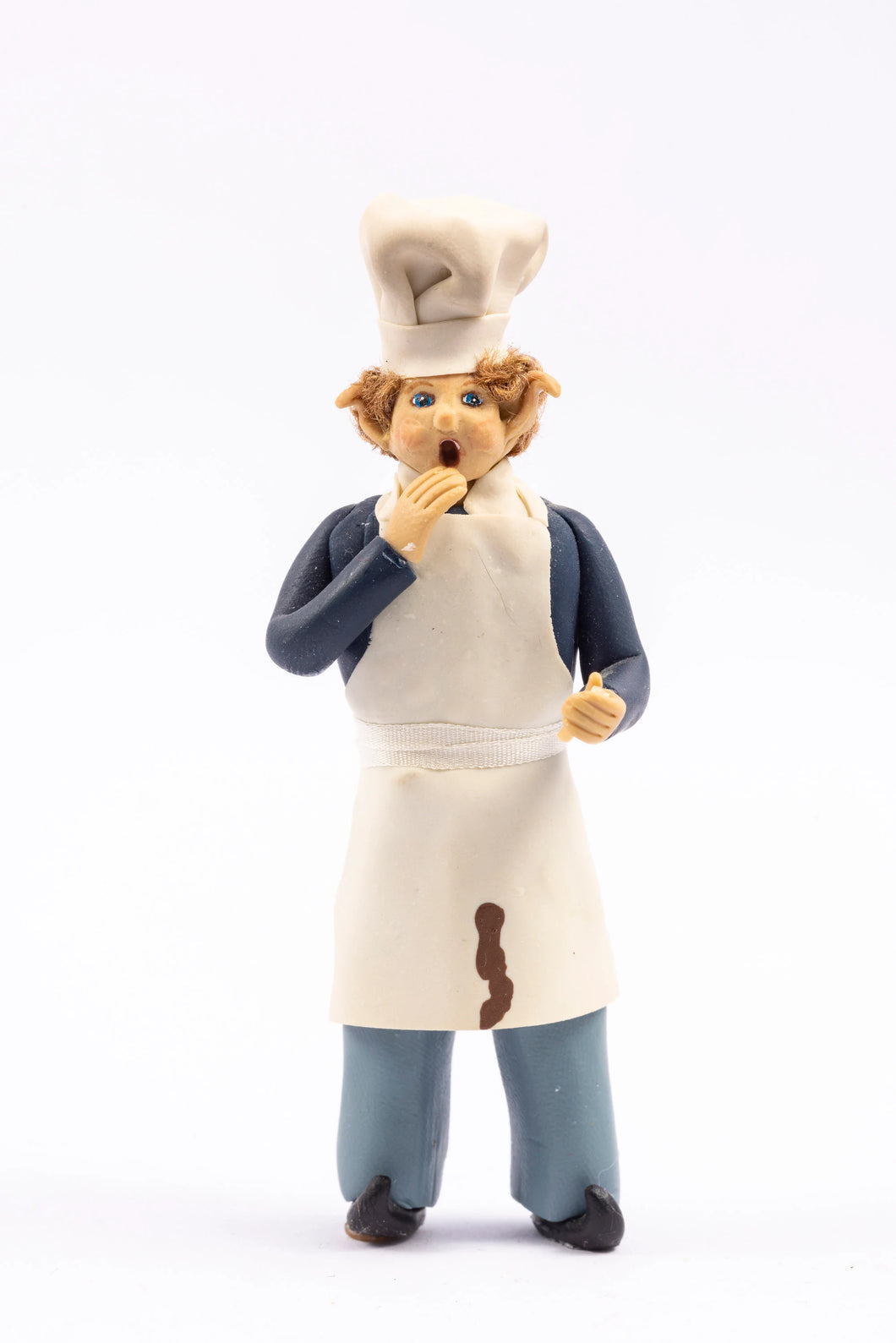 Hand Sculpted Elf with Chef Hat & Chocolate Sauce on Apron