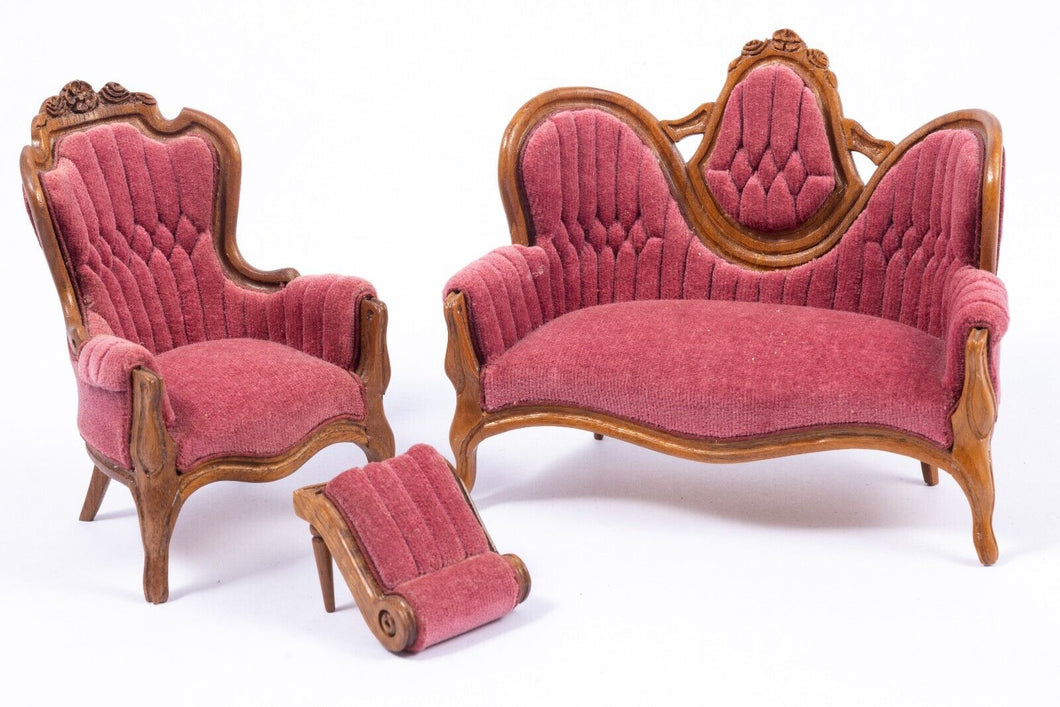 Handmade Leonetta Victorian Sofa & Chair Set with Ottoman