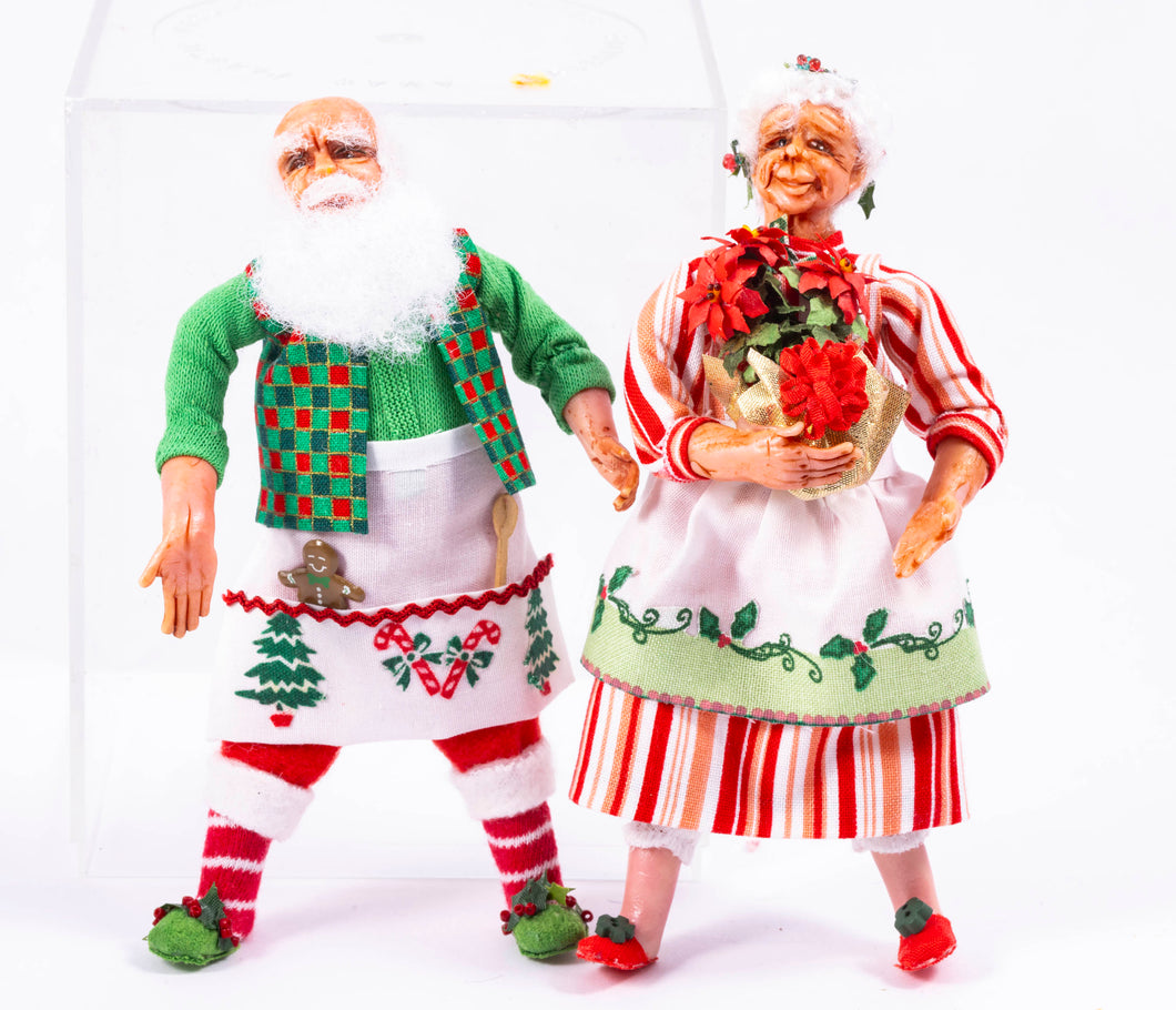 Hand Sculpted Mr. & Mrs. Claus Dolls