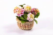 Load image into Gallery viewer, Pink Hydrangea Flowers in Wicker Basket by Laura Crain
