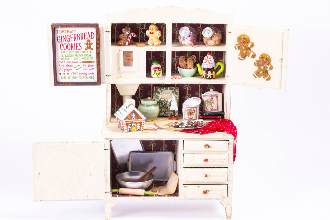 Christmas Decorated Kitchen Hoosier Cabinet