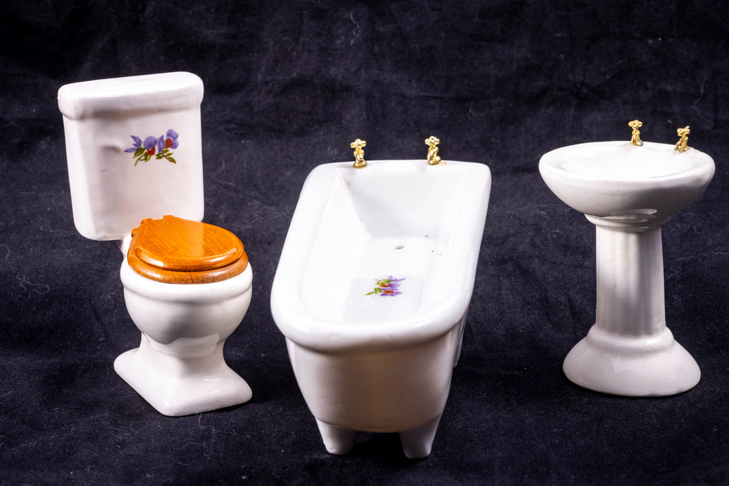 3 Pc Bath Set with Purple Flowers