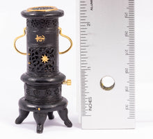 Load image into Gallery viewer, Black &amp; Gold Metal Parlor Stove
