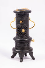 Load image into Gallery viewer, Black &amp; Gold Metal Parlor Stove
