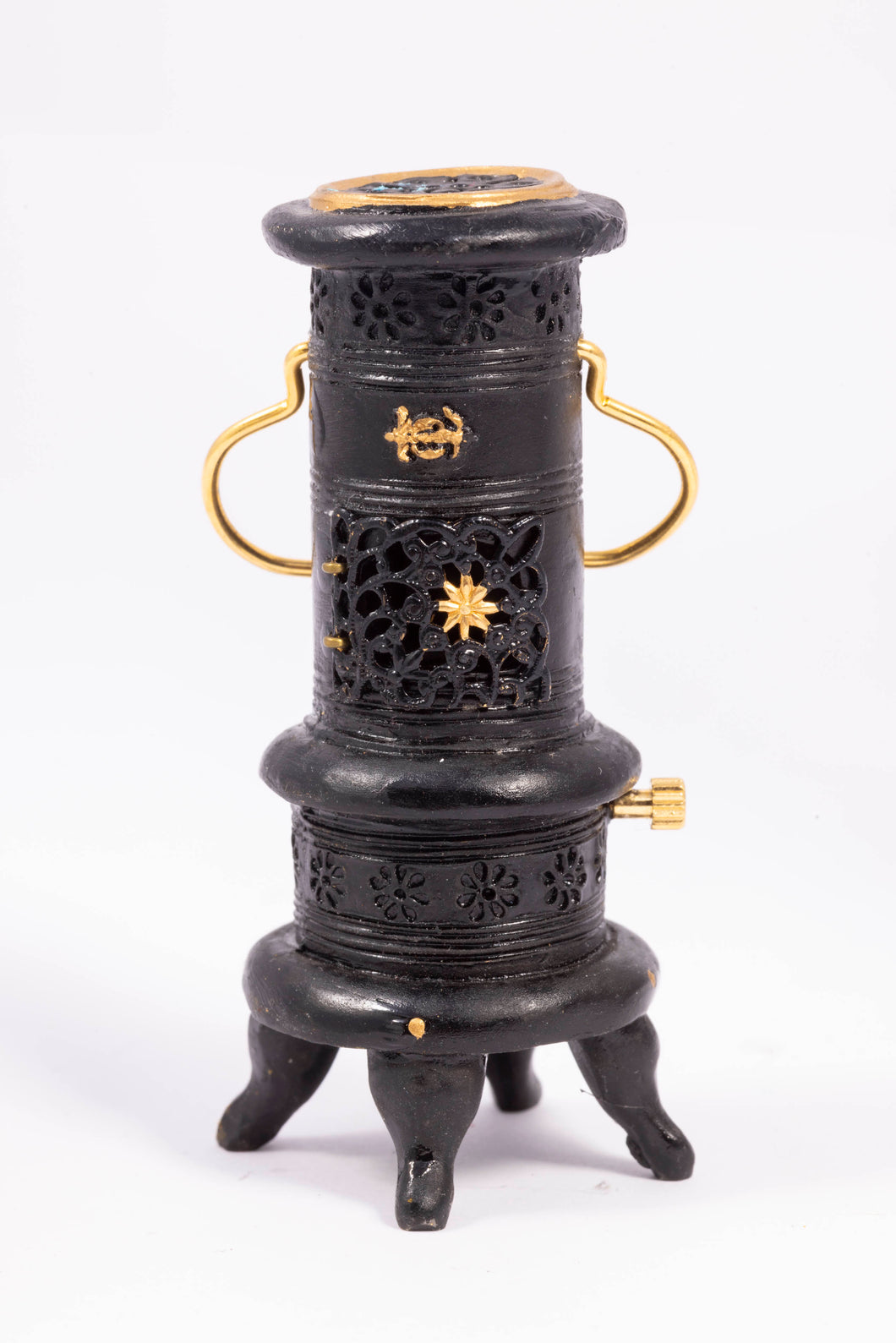 Black & Gold Metal Parlor Stove