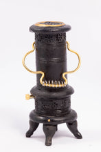 Load image into Gallery viewer, Black &amp; Gold Metal Parlor Stove
