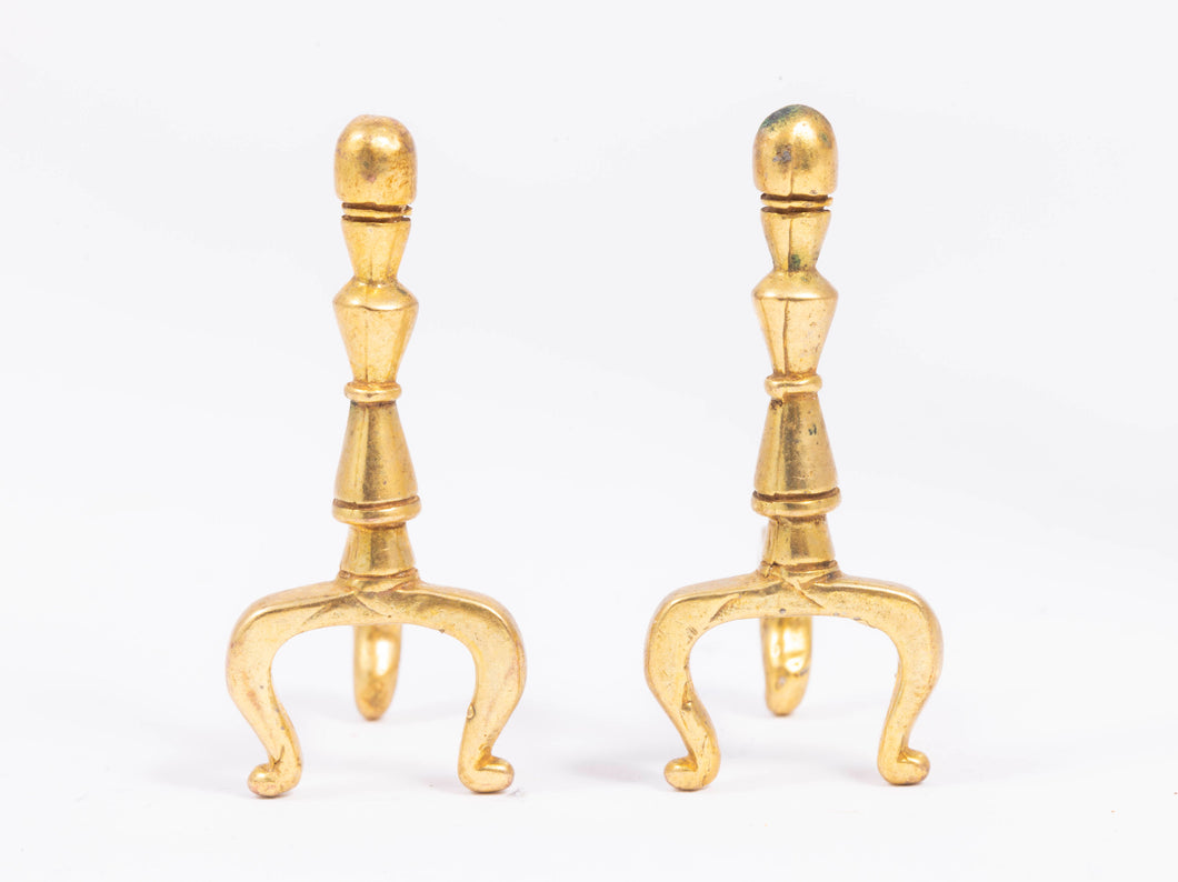 Brass Andirons by Clare Bell Brass - Pair
