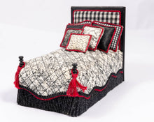 Load image into Gallery viewer, Decorated Black/White &amp; Red Bed
