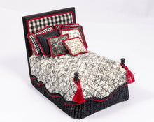 Load image into Gallery viewer, Decorated Black/White &amp; Red Bed
