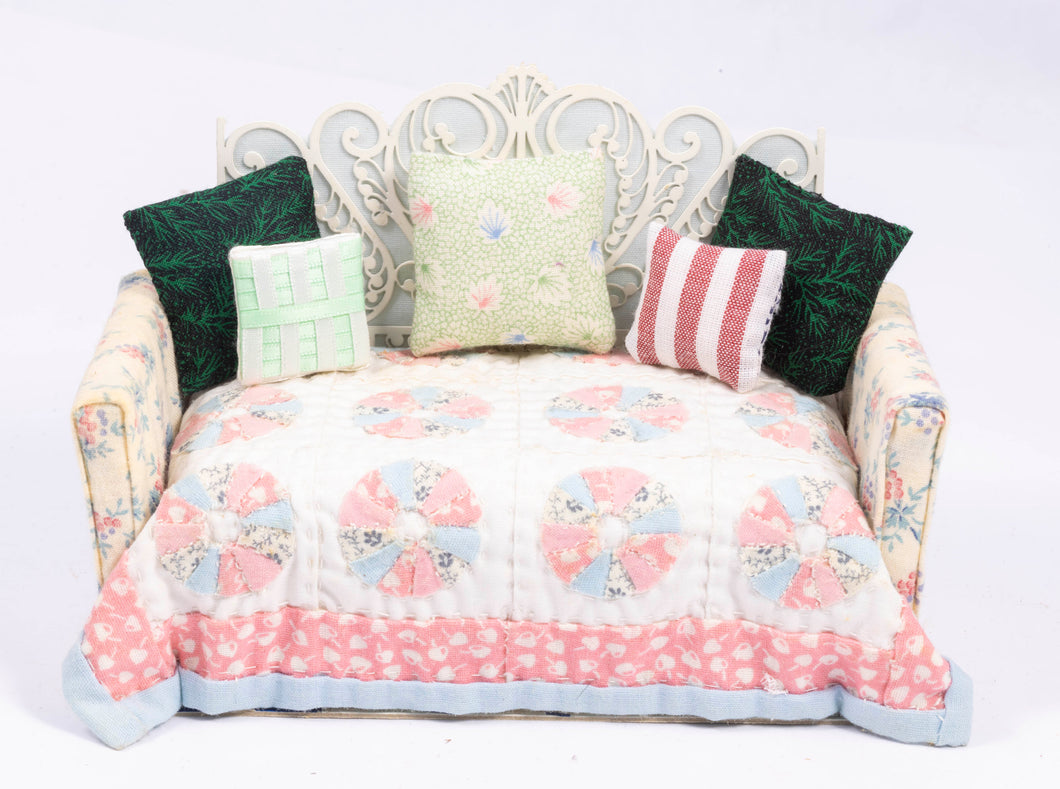 Day Bed with Pillows & Pink and White Bedding