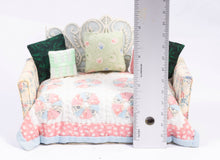 Load image into Gallery viewer, Day Bed with Pillows &amp; Pink and White Bedding
