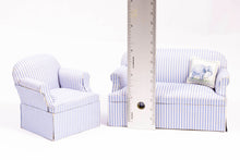 Load image into Gallery viewer, Blue Striped Sofa &amp; Chair
