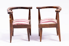 Load image into Gallery viewer, Pair of Curved Chairs with Striped Fabric
