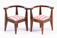 Load image into Gallery viewer, Pair of Curved Chairs with Striped Fabric
