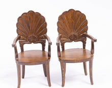 Load image into Gallery viewer, Pair of Wooden Shell Back Chairs

