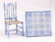 Load image into Gallery viewer, Kitchen Table &amp; Chair with Tile in Blue with Curtain
