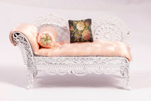 Load image into Gallery viewer, Wire Wicker Chaise Lounge with Pink Cushion
