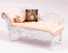 Load image into Gallery viewer, Wire Wicker Chaise Lounge with Pink Cushion
