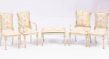 Load image into Gallery viewer, 4 White Painted Chairs &amp; Ottoman by Bespaq
