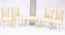 Load image into Gallery viewer, 4 White Painted Chairs &amp; Ottoman by Bespaq
