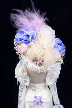 Load image into Gallery viewer, Miniature Rose Dressed Mannequin with White &amp; Silk Dress with Hat
