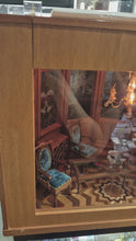 Load and play video in Gallery viewer, Furnished Handmade Roombox with Gorgeous Flooring and Stained Glass Windows
