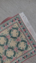 Load and play video in Gallery viewer, Dollhouse Miniature ~ Petit Point Baby Pink Roses with Round Designs Rug - Ursula Sauerberg
