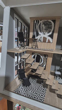 Load and play video in Gallery viewer, Modern Dollhouse Decorated with Furniture - Black &amp; White
