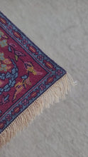 Load and play video in Gallery viewer, Dollhouse Miniature ~ Petit Point Moody Dark Floral Design Rug - Ursula Sauerberg
