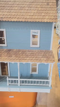 Load and play video in Gallery viewer, Blue Farmhouse Dollhouse, Partial Front Opening

