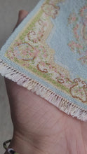 Load and play video in Gallery viewer, Dollhouse Miniature ~ Petit Point Pastel Blue Rug with Regal Baroque Border - Ursula Sauerberg
