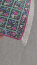 Load and play video in Gallery viewer, Dollhouse Miniature ~ Petit Point Florals in Squares with Floral Border Rug  - Ursula Sauerberg
