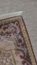 Load and play video in Gallery viewer, Dollhouse Miniature ~ Petit Point Elegant Rococo Rug with Scrolling Motifs and Decorative Medallion- Ursula Sauerberg
