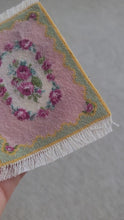 Load and play video in Gallery viewer, Dollhouse Miniature ~ Petit Point Vintage Ladies Room Rose Rug - Ursula Sauerberg

