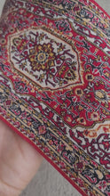 Load and play video in Gallery viewer, Dollhouse Miniature ~ Petit Point Oriental Elegant Red &amp; White Rug - Ursula Sauerberg
