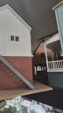 Load and play video in Gallery viewer, Store Dollhouse With Upstairs Apartment ~ Painted And Decorated ~ 1" Scale
