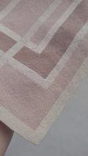 Load and play video in Gallery viewer, Dollhouse Miniature ~ Petit Point Tan Geometric Rug with White Square Design - Ursula Sauerberg
