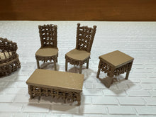 Load image into Gallery viewer, Dollhouse Miniature ~  Half Scale Artisan Peggy Taylor 6 Piece Wicker Outdoor Furniture Set
