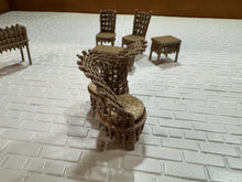 Load image into Gallery viewer, Dollhouse Miniature ~  Half Scale Artisan Peggy Taylor 6 Piece Wicker Outdoor Furniture Set
