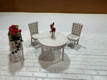 Load image into Gallery viewer, Dollhouse Miniature ~  Half Scale Artisan Peggy Taylor 4 Piece Wicker Outdoor Furniture Set
