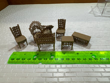 Load image into Gallery viewer, Dollhouse Miniature ~  Half Scale Artisan Peggy Taylor 6 Piece Wicker Outdoor Furniture Set
