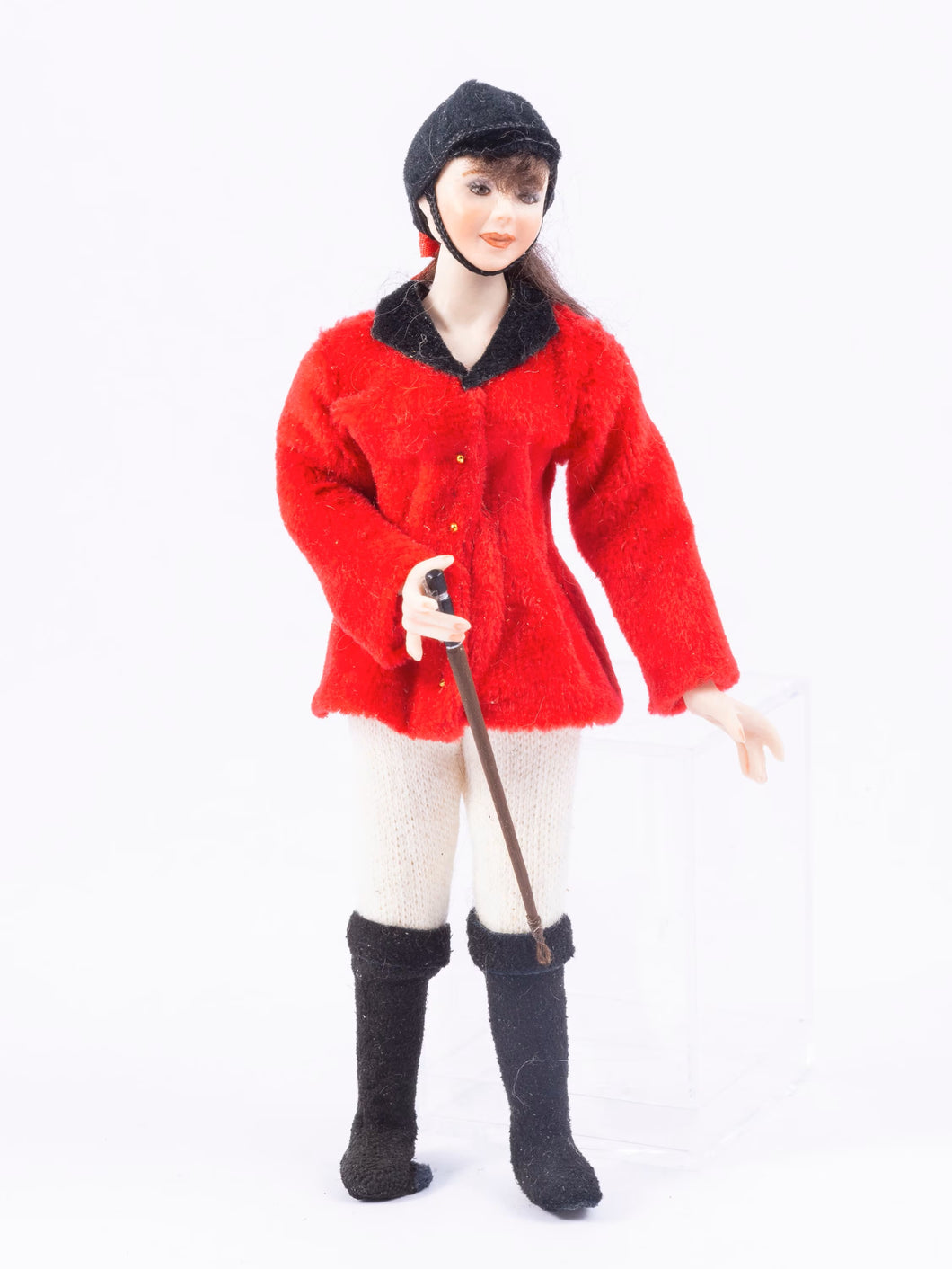 Young Girl Horse Rider with Crop & Red Jacket Doll
