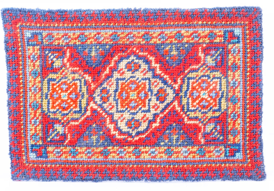 Needlepoint Rug with Blues and Reds