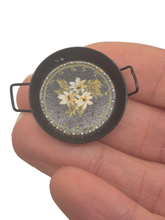 Load image into Gallery viewer, Metal Kitchen Serving Dish w/ Handpainted Flowers – Signed E.T.
